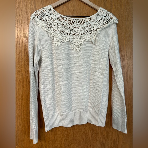 Democracy crochet sweater Large long sleeve top knit sweater lace crochet detail - Picture 11 of 14